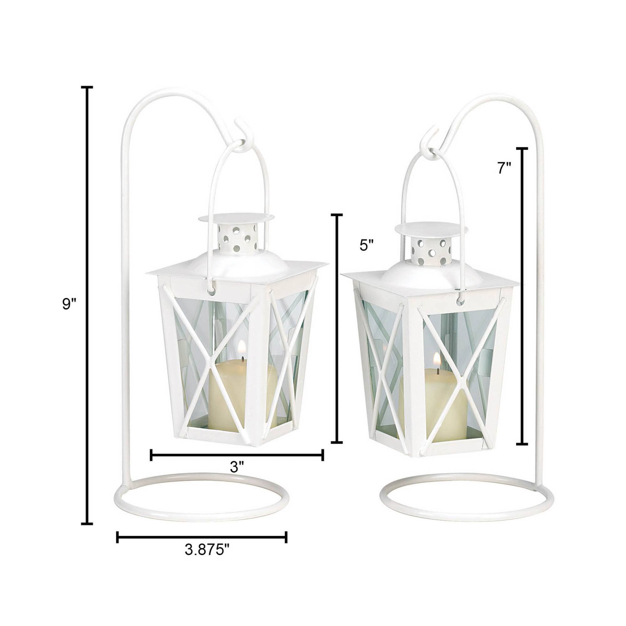 9" White Railroad Candle Lanterns